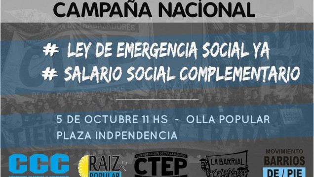imagen Realizarán una olla popular en Plaza Independencia