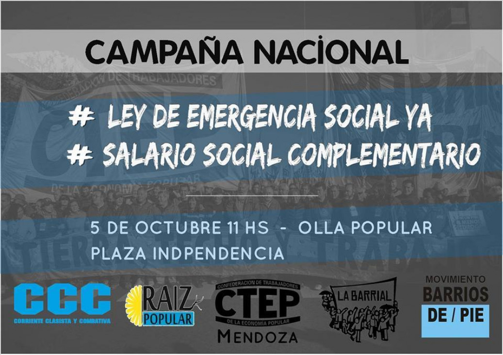 imagen Realizarán una olla popular en Plaza Independencia