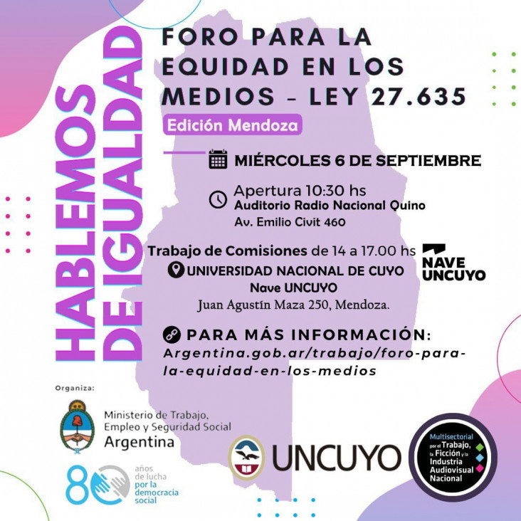 imagen Llega a Mendoza el 5.º Foro para la Equidad en Medios