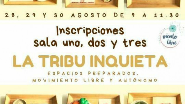 imagen Inscriben para las salitas de la Tribu Inquieta