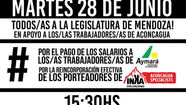 imagen Organizan convocatoria en apoyo a los Trabajadores del Parque Aconcagua‬ 