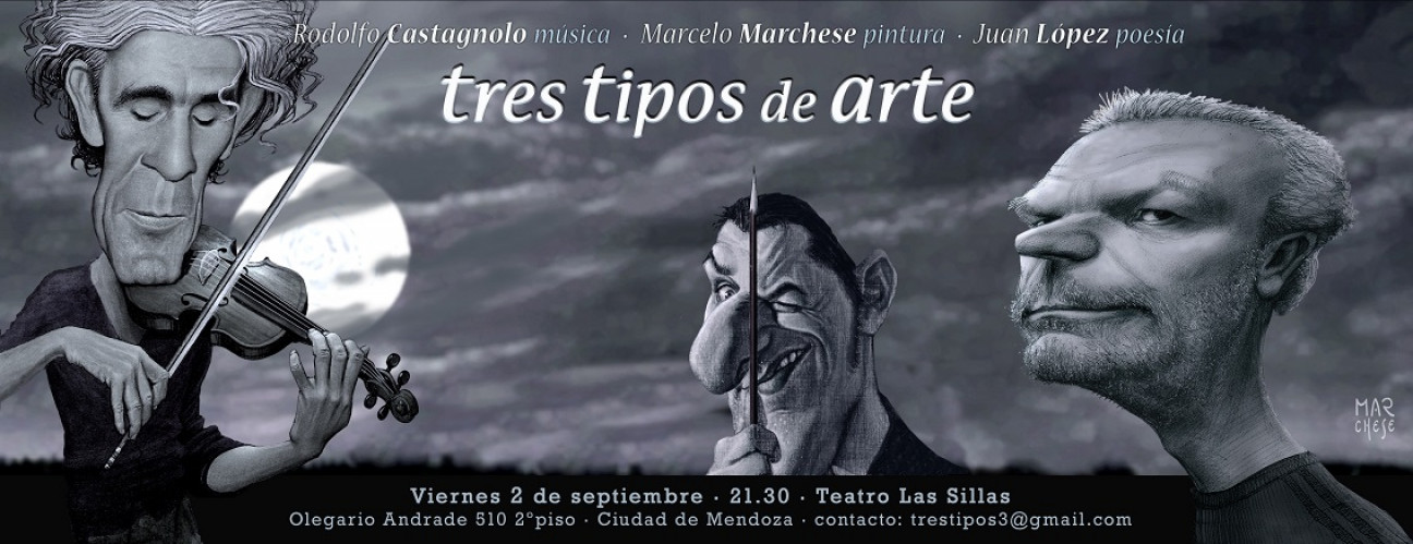 imagen Tres artistas en escena, "Tres tipos de arte" en el Teatro Las Sillas