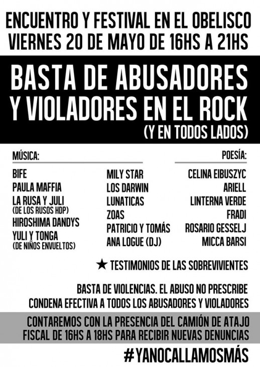 imagen Realizan evento para visibilizar sobre múltiples abusadores y violadores del Rock