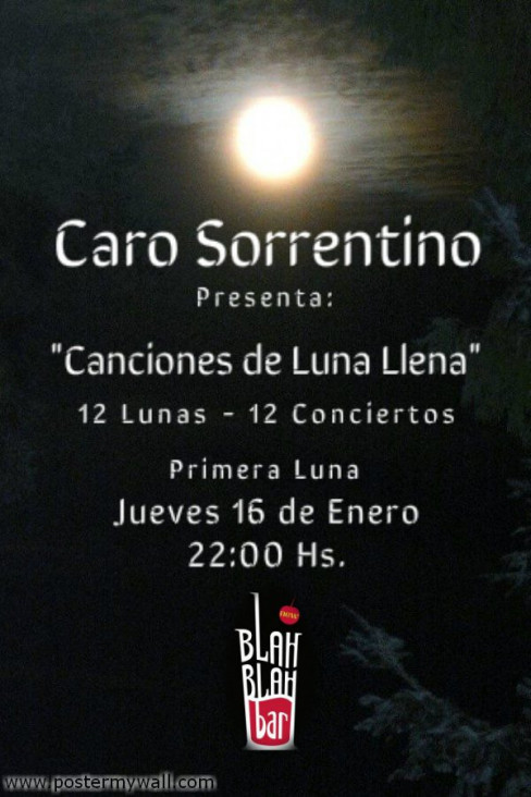 imagen Primer noche del Ciclo "Canciones de Luna Llena" de Caro Sorrentino