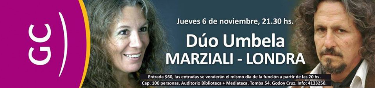 imagen El Dúo Umbela (Londra - Marziali) se presenta hoy en la Biblioteca + Mediateca Belgrano