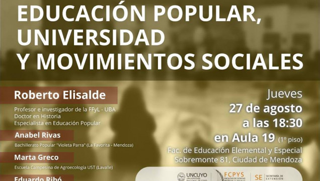 imagen "Educación Popular, Universidad y Movimientos Sociales" en la UNCUYO