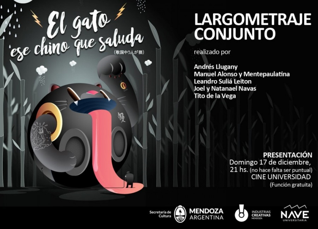 imagen Presentarán "El Gato ese Chino que Saluda" en el Cine Universidad