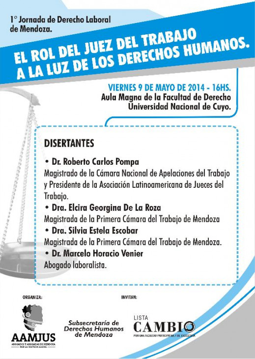 imagen Primera Jornada de Derecho Laboral de Mendoza, una visión humanitaria de la decisión judicial