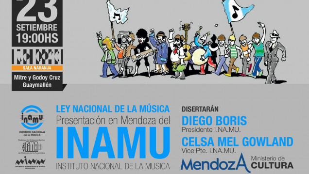 imagen El Instituto Nacional de la Música (INAMU) se presenta en Mendoza