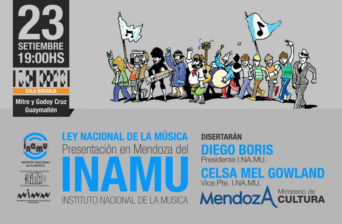 imagen El Instituto Nacional de la Música (INAMU) se presenta en Mendoza