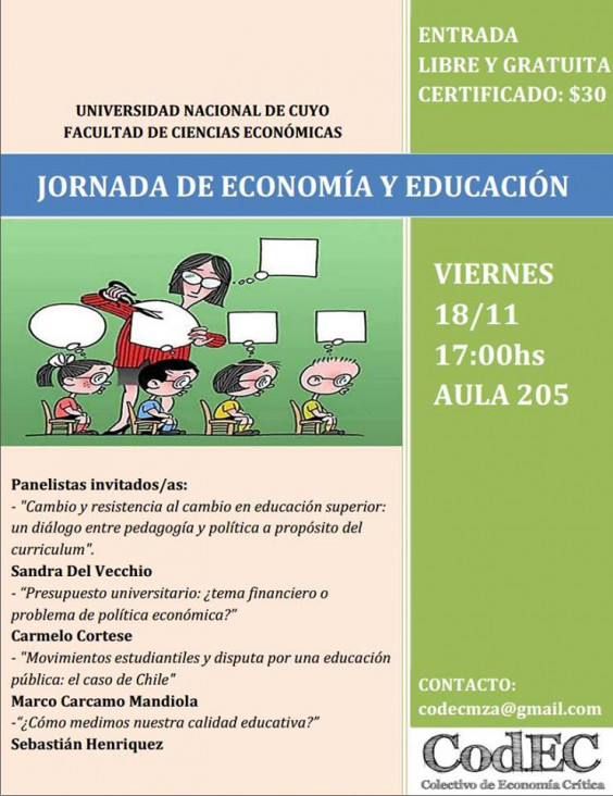 imagen Jornada de Economía y Educación en la UNCUYO