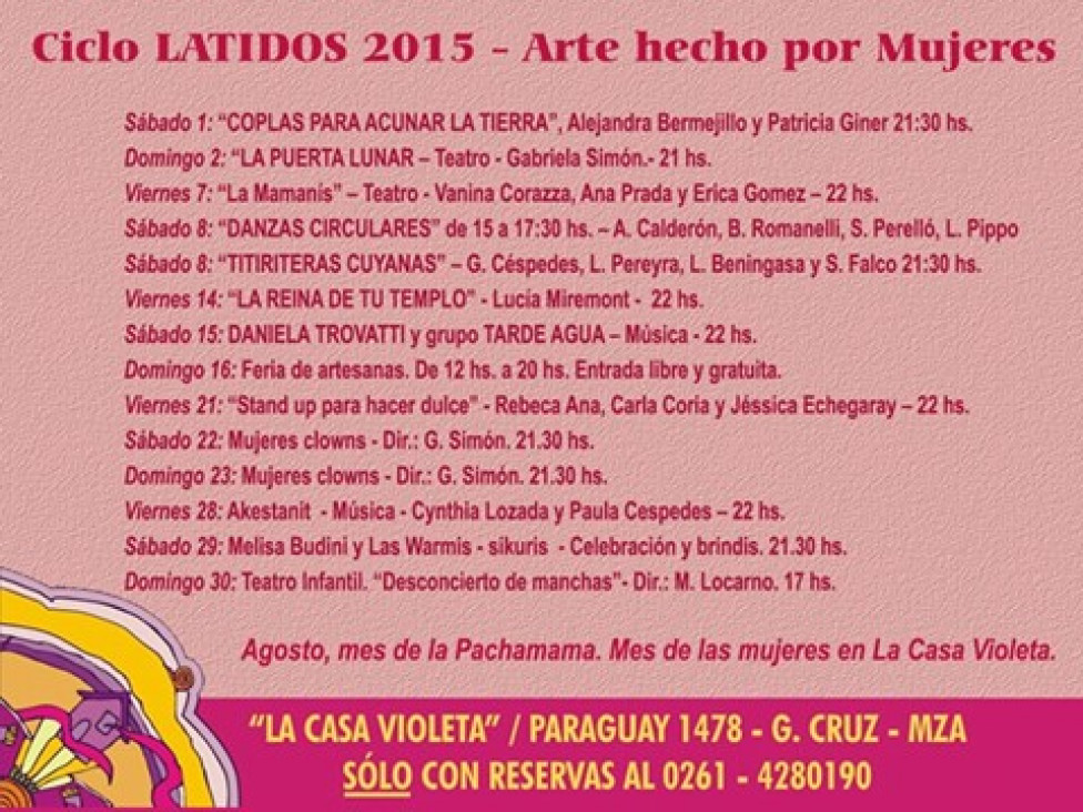 imagen Mes de la Pachamama y las Mujeres en La Casa Violeta