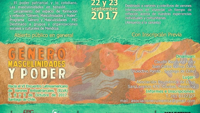 imagen Varones antipatriarcales discutirán sobre género y poder en Mendoza