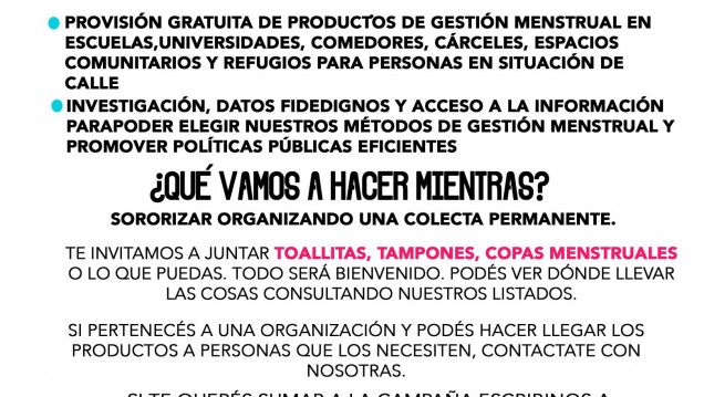 imagen La Campaña MenstruAcción ya tiene sus proyectos en el Congreso
