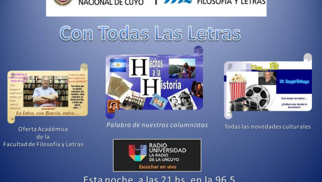 imagen Esta Noche a las 21:00 hs. en el Programa "Con Todas Las Letras"