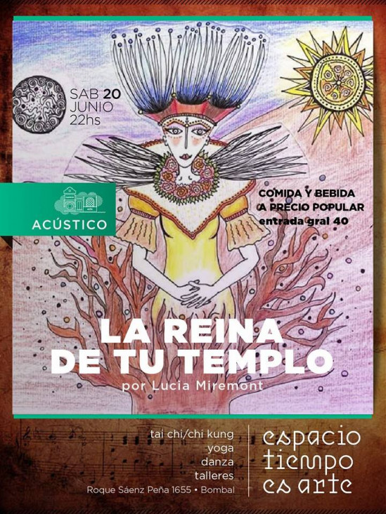imagen "La reina de tu templo", este sábado en el Espacio Tiempo es Arte 