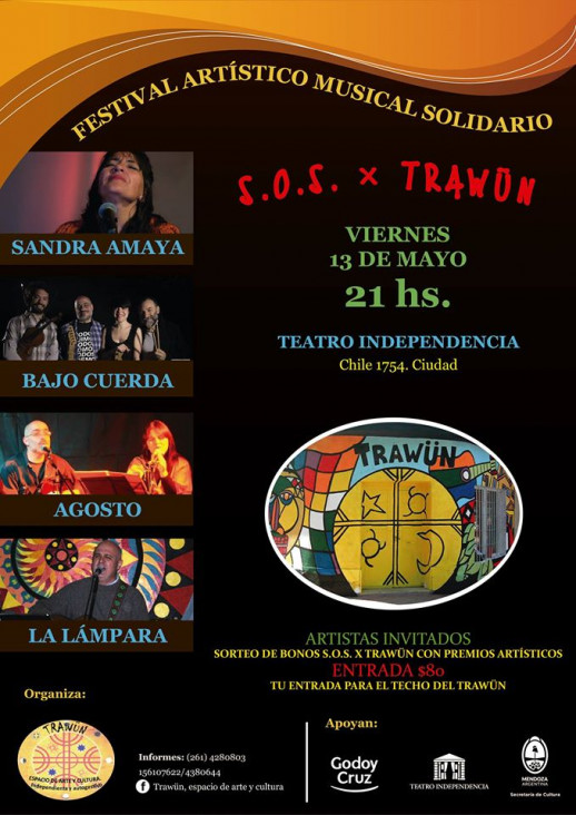 imagen Esta noche, "FESTIVAL ARTÍSTICO MUSICAL SOLIDARIO S.O.S X TRAWÜN"