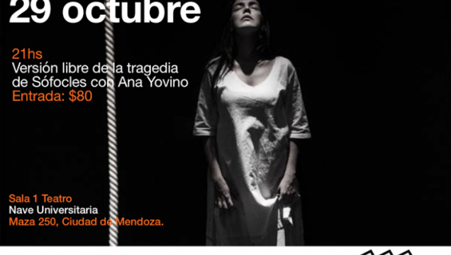 imagen Este sábado, Ana Yovino presentará "Antígona" en la Nave Universitaria