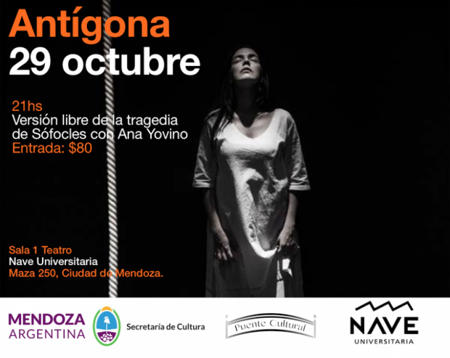 imagen Este sábado, Ana Yovino presentará "Antígona" en la Nave Universitaria