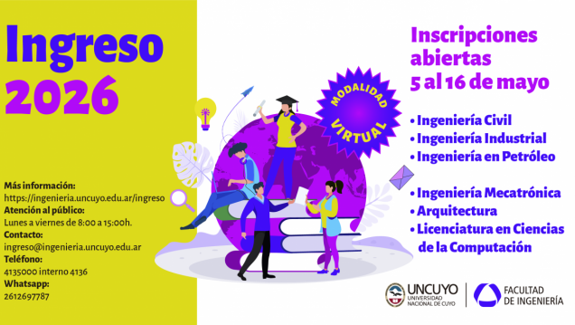 imagen Abren inscripciones para el ingreso 2026 a la Facultad de Ingeniería de la UNCUYO
