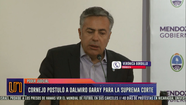 imagen Cornejo postuló a Dalmiro Garay para la Suprema Corte de Justicia