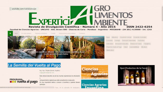 imagen Revista Experticia. Fac. Cs. Agrarias