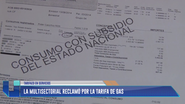 imagen La multisectorial reclamó por la tarifa de gas