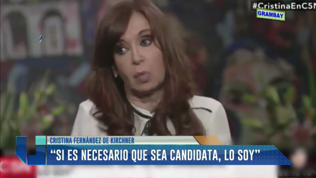 imagen Cristina Kirchner: "Si es necesario que sea candidata, soy candidata"
