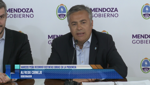 imagen Marcos Peña en Mendoza: visitó obras junto a Cornejo