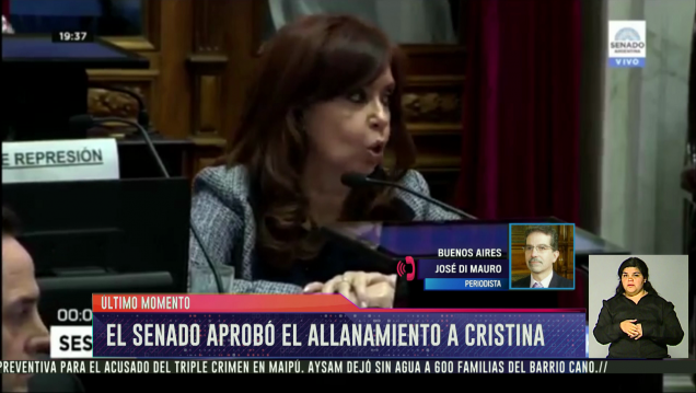 imagen El Senado aprobó el allanamiento a Cristina Kirchner