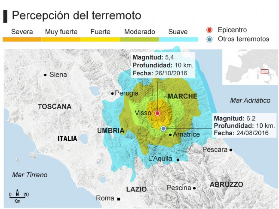 imagen Dos terremotos sacudieron el centro de Italia