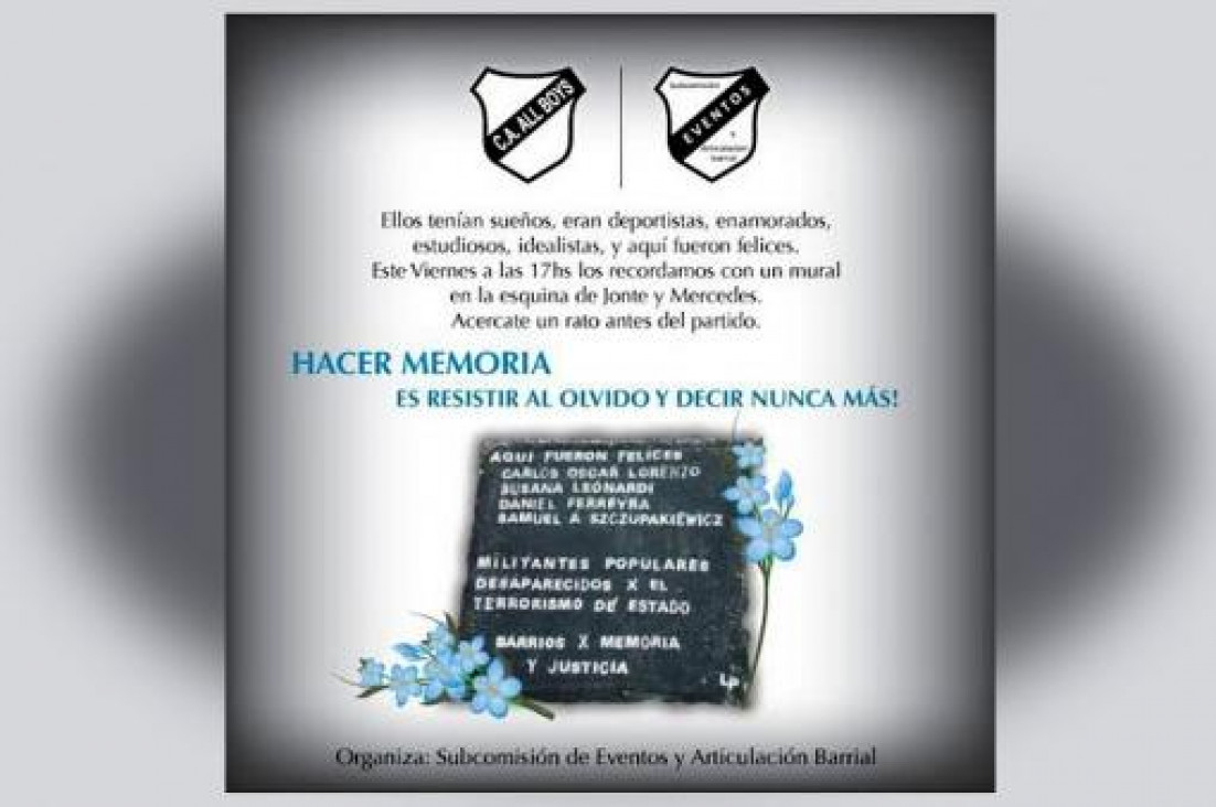imagen All Boys inaugurará un mural en homenaje a sus socios desaparecidos durante la dictadura