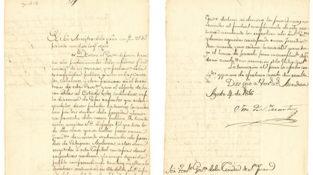 imagen La carta con la que San Martín pidió por los hombres que estaban en las islas Malvinas