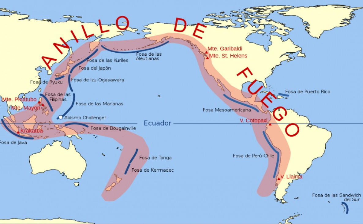 imagen Cinturón de Fuego del Pacífico, 40 mil kilómetros que reúnen los peores terremotos y tsunamis 