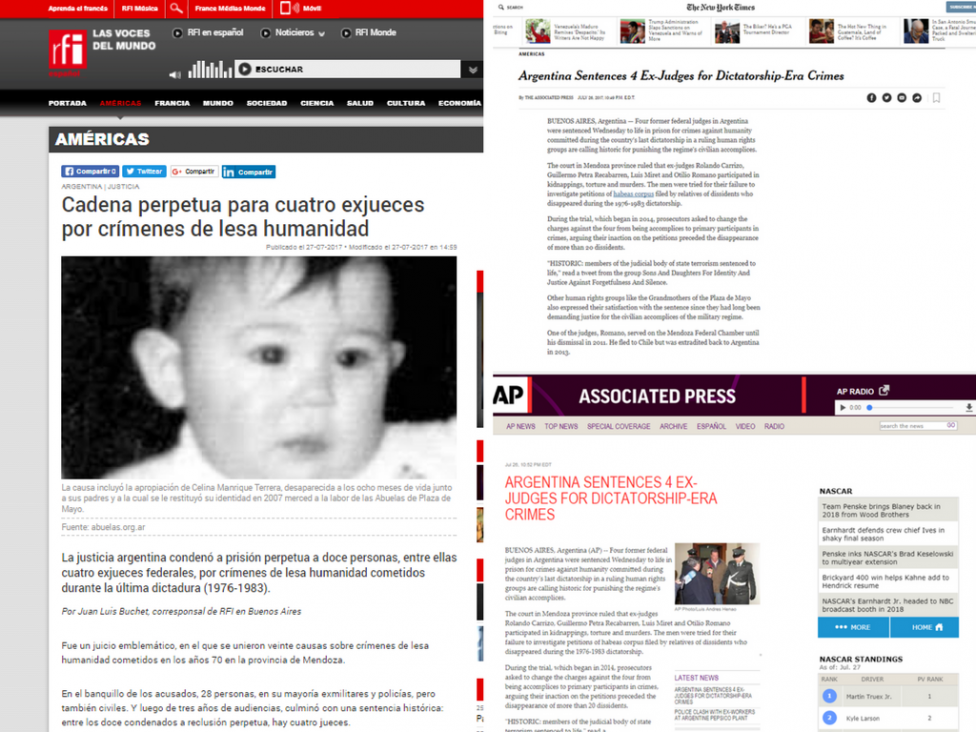 imagen La prensa internacional también se hizo eco de la sentencia por el #JuicioALosJueces
