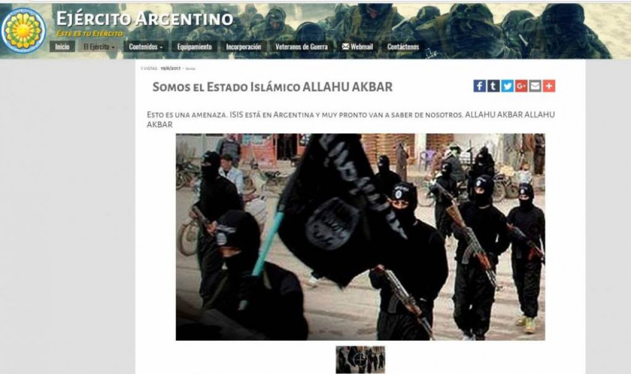 imagen Hackearon la web del Ejército argentino y dejaron amenazas del EI