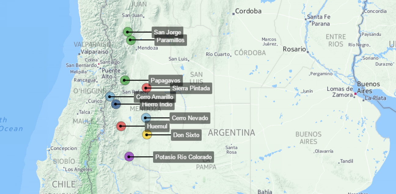 imagen El mapa de los proyectos mineros frenados en Mendoza
