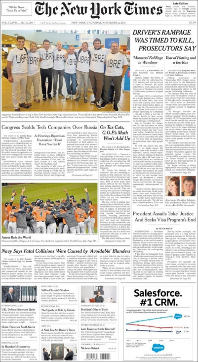 imagen El New York Times llevó en su tapa la tragedia de los rosarinos