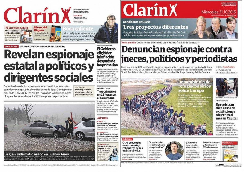 imagen Clarín: las portadas previas a las elecciones