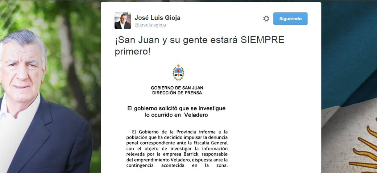 imagen Ahora Gioja apunta a la Barrick Gold